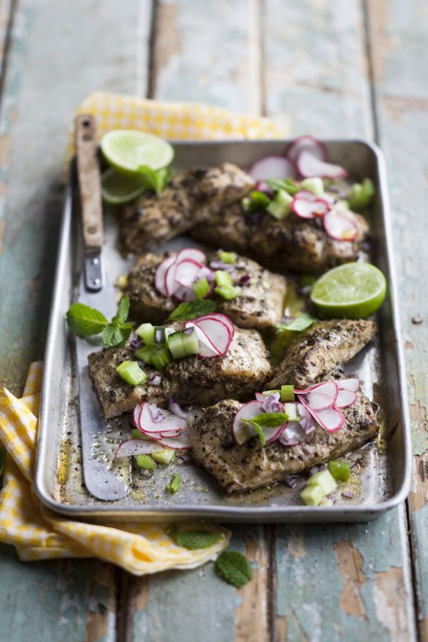 Low-Carb Jamaican Jerk Baked Fish with Cucumber and Radish Salsa - Real ...