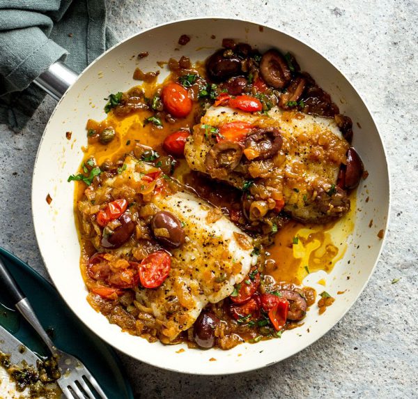 Pan fried haddock with olives and tomatoes Real Meal Revolution